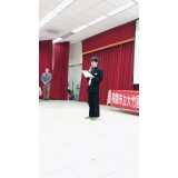 大竹國民中学での歓迎セレモニーで生徒代表挨拶